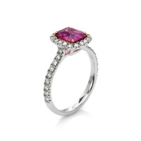 2.06 Ct. Pink Sapphire and Natural Diamond Pave Ring, 18K White & Yellow Image