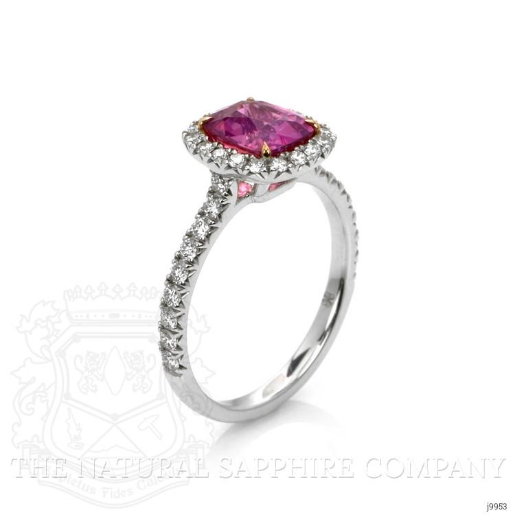 2.06 Ct. Pink Sapphire and Natural Diamond Pave Ring, 18K White & Yellow