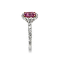 2.06 Ct. Pink Sapphire and Natural Diamond Pave Ring, 18K White & Yellow Image