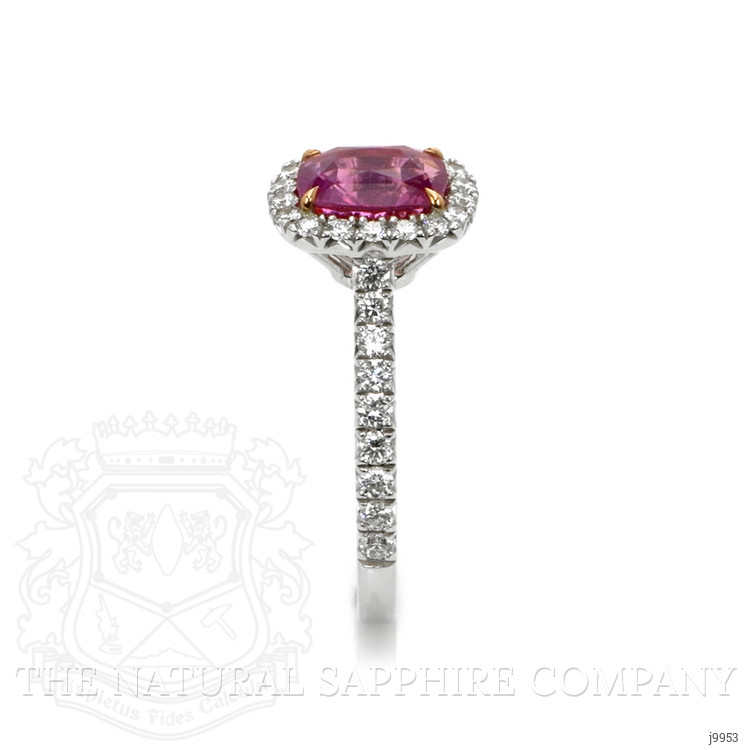 2.06 Ct. Pink Sapphire and Natural Diamond Pave Ring, 18K White & Yellow
