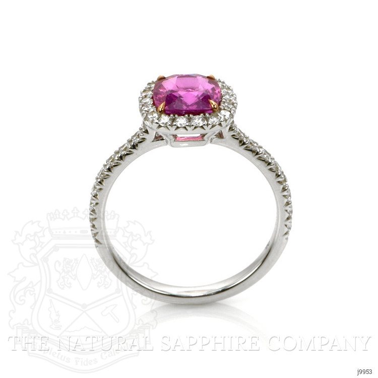 2.06 Ct. Pink Sapphire and Natural Diamond Pave Ring, 18K White & Yellow