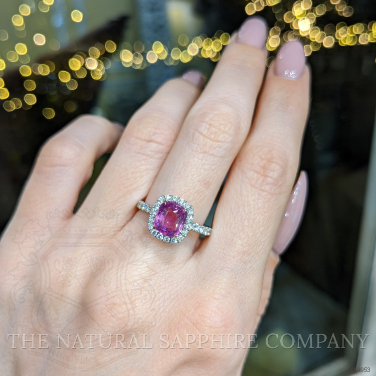 2.06 Ct. Pink Sapphire and Natural Diamond Pave Ring, 18K White & Yellow