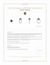 2.02 Ct. Blue Sapphire and Natural Diamond Three Stone Ring, 18K White Gold Appraisal