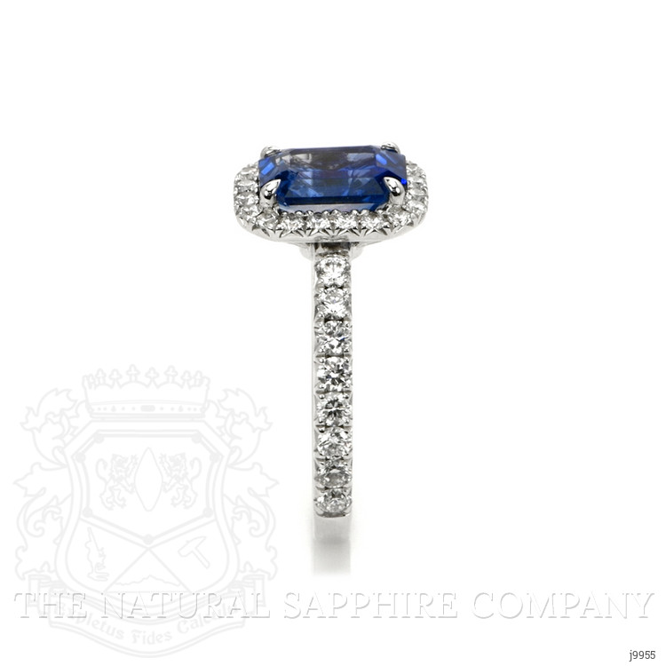 2.71 Ct. Blue Sapphire and Natural Diamond Pave Ring, 18K White Gold