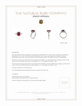 2.01 Ct. Ruby Natural Diamond Three Stone Ring, 18K White Gold Appraisal