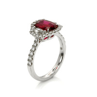 2.01 Ct. Ruby Natural Diamond Three Stone Ring, 18K White Gold Image