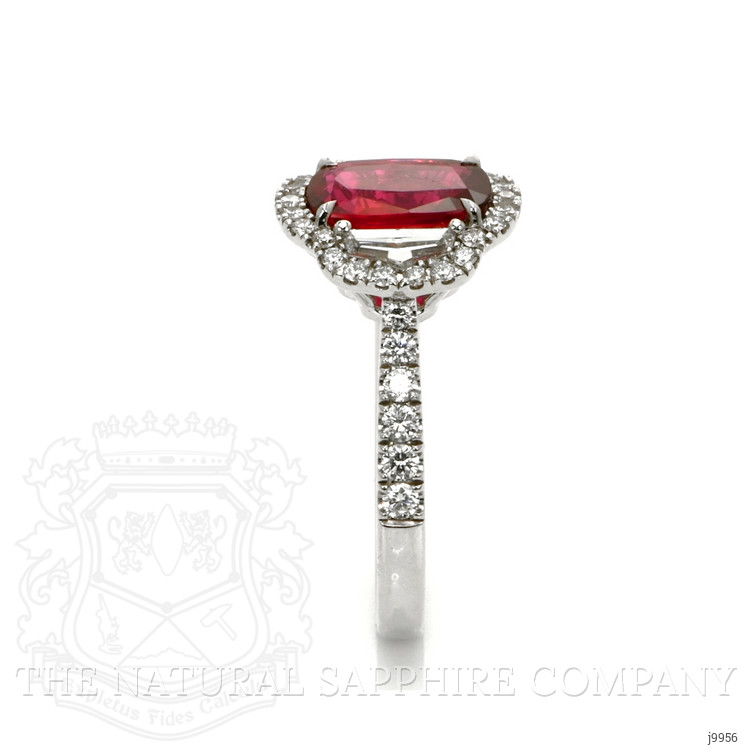 2.01 Ct. Ruby Natural Diamond Three Stone Ring, 18K White Gold
