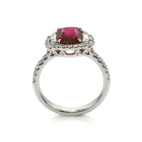 2.01 Ct. Ruby Natural Diamond Three Stone Ring, 18K White Gold Image