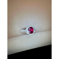 2.01 Ct. Ruby Natural Diamond Three Stone Ring, 18K White Gold Life Style