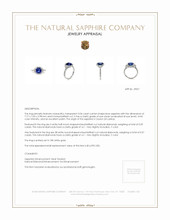 3.04 Ct. Blue Sapphire and Natural Diamond Three Stone Ring, 18K White Gold Appraisal