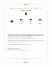 2.06 Ct. Ruby and Natural Diamond Three Stone Ring, 18K White Gold Appraisal