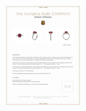 2.06 Ct. Ruby Natural Diamond Three Stone Ring, 18K White Gold Appraisal