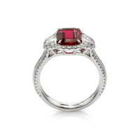 2.06 Ct. Ruby Natural Diamond Three Stone Ring, 18K White Gold Image
