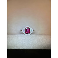 2.06 Ct. Ruby Natural Diamond Three Stone Ring, 18K White Gold Life Style