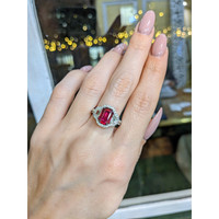2.06 Ct. Ruby Natural Diamond Three Stone Ring, 18K White Gold Life Style
