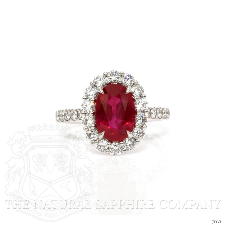 2.88 Ct. Ruby Natural Diamond Pave Ring, 18K White Gold