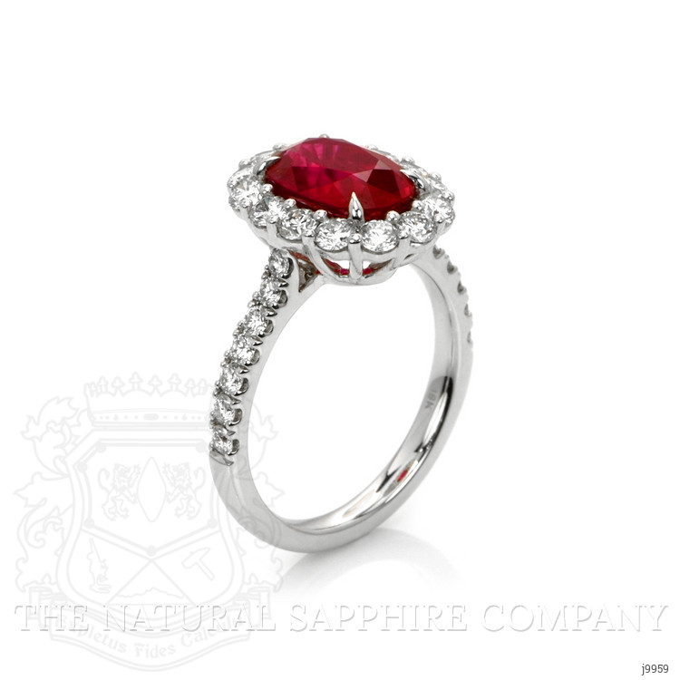 2.88 Ct. Ruby Natural Diamond Pave Ring, 18K White Gold
