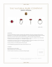 3.98 Ct. Ruby and Natural Diamond Three Stone Ring, 18K White & Yellow Appraisal