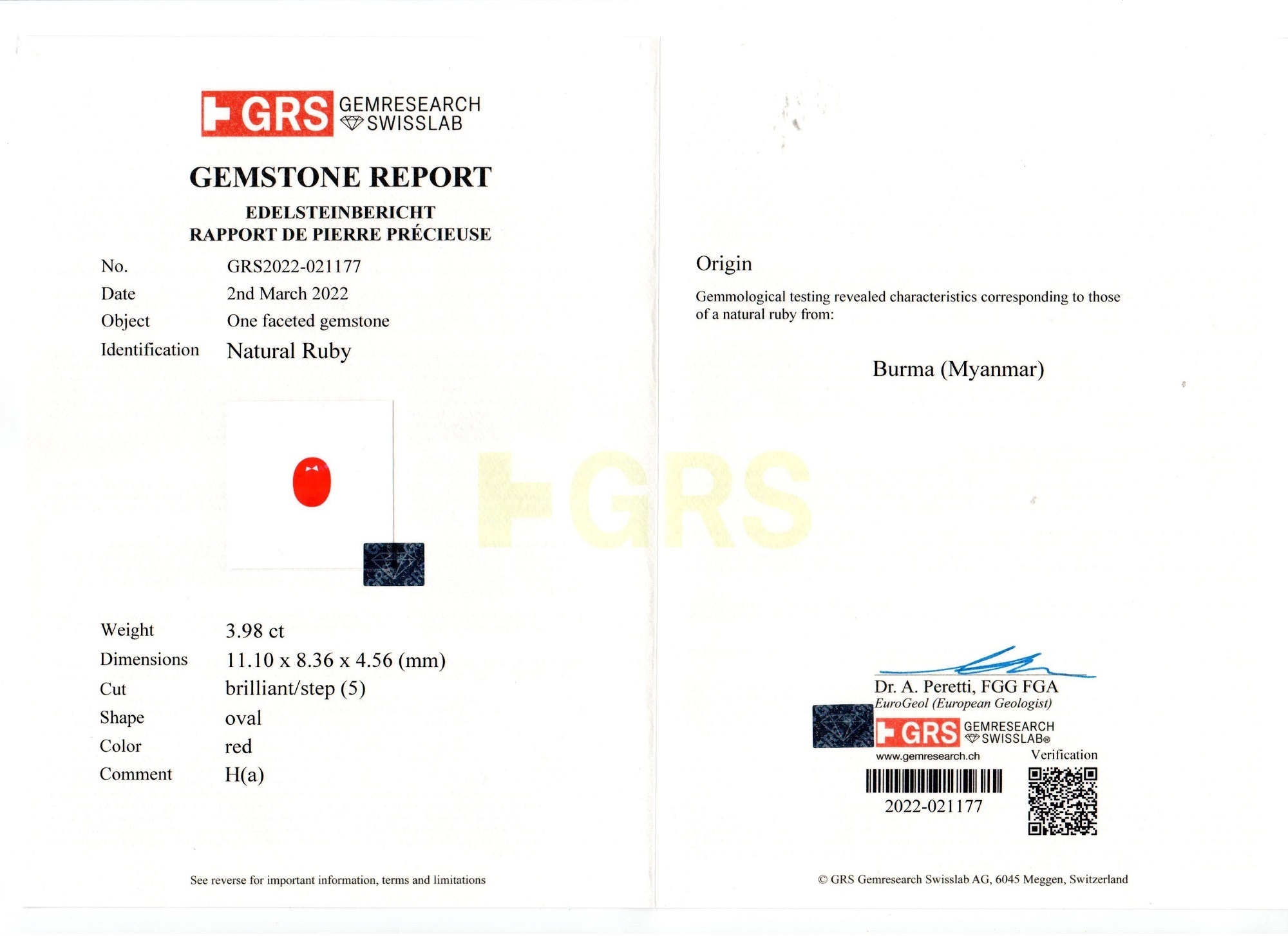 3.98 Ct. Ruby and Natural Diamond Three Stone Ring, 18K White & Yellow