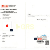 3.98 Ct. Ruby and Natural Diamond Three Stone Ring, 18K White & Yellow Scan Report