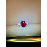 3.98 Ct. Ruby and Natural Diamond Three Stone Ring, 18K White & Yellow Life Style