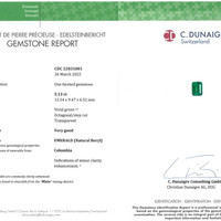 5.13 Ct. Emerald Natural Diamond Three Stone Ring, 18K White & Yellow Scan Report