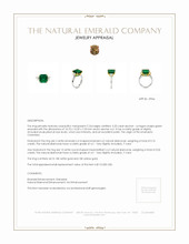 5.20 Ct. Emerald Natural Diamond Three Stone Ring, 18K White & Yellow Appraisal