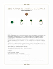 5.20 Ct. Emerald and Natural Diamond Three Stone Ring, 18K White & Yellow Appraisal