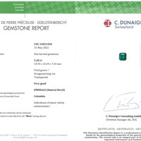 5.20 Ct. Emerald Natural Diamond Three Stone Ring, 18K White & Yellow Scan Report