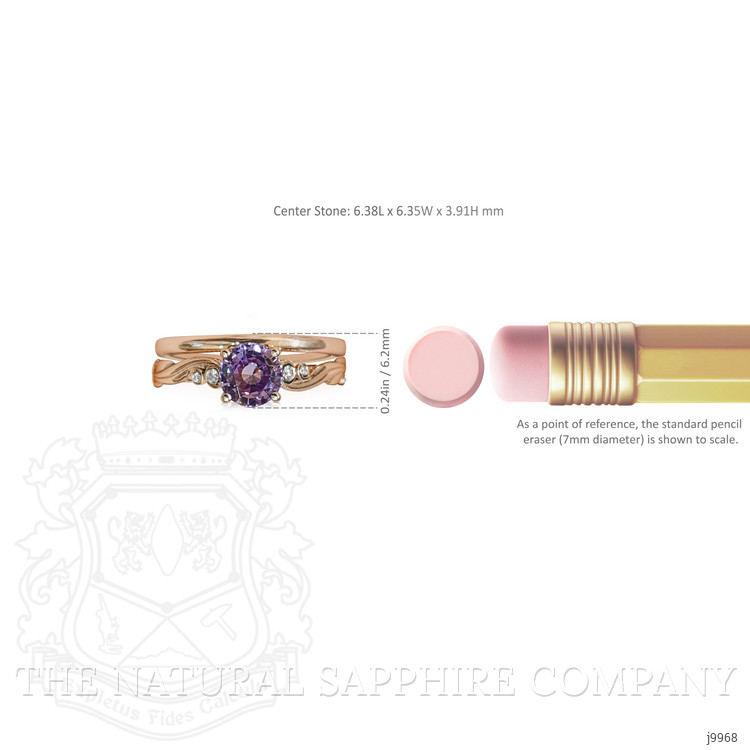 1.35 Ct. Pinkish Purple Sapphire and Natural Diamond Accent Stones Ring, 18K Rose Gold