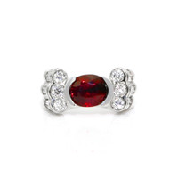 3.38 Ct. Ruby Natural Diamond Men's Ring, 18K White Gold Video