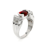 3.38 Ct. Ruby Natural Diamond Men's Ring, 18K White Gold Image