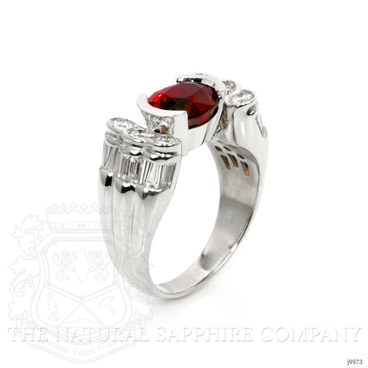 3.38 Ct. Ruby Natural Diamond Men's Ring, 18K White Gold