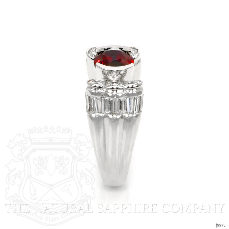 3.38 Ct. Ruby Natural Diamond Men's Ring, 18K White Gold