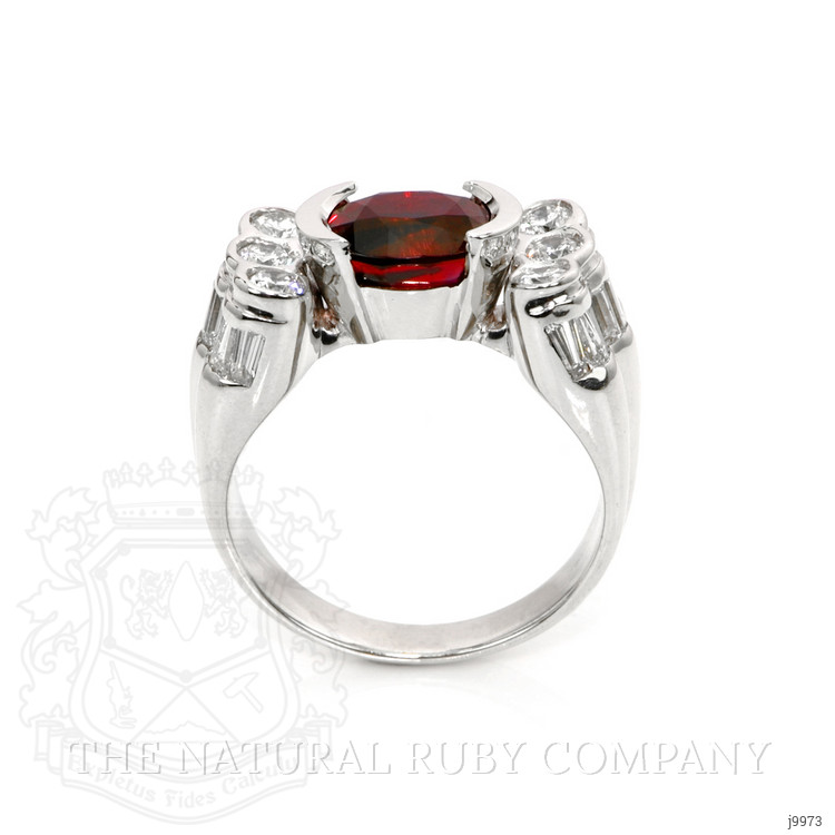 3.38 Ct. Ruby Natural Diamond Men's Ring, 18K White Gold