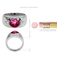 3.57 Ct. Ruby Natural Diamond Men's Ring, Platinum 950 Image