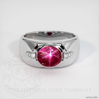 3.57 Ct. Ruby Natural Diamond Men's Ring, Platinum 950 Image