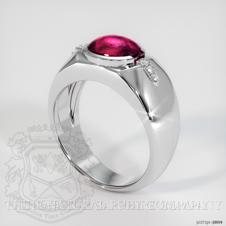 3.57 Ct. Ruby Natural Diamond Men's Ring, Platinum 950