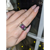 3.57 Ct. Ruby Natural Diamond Men's Ring, Platinum 950 Life Style
