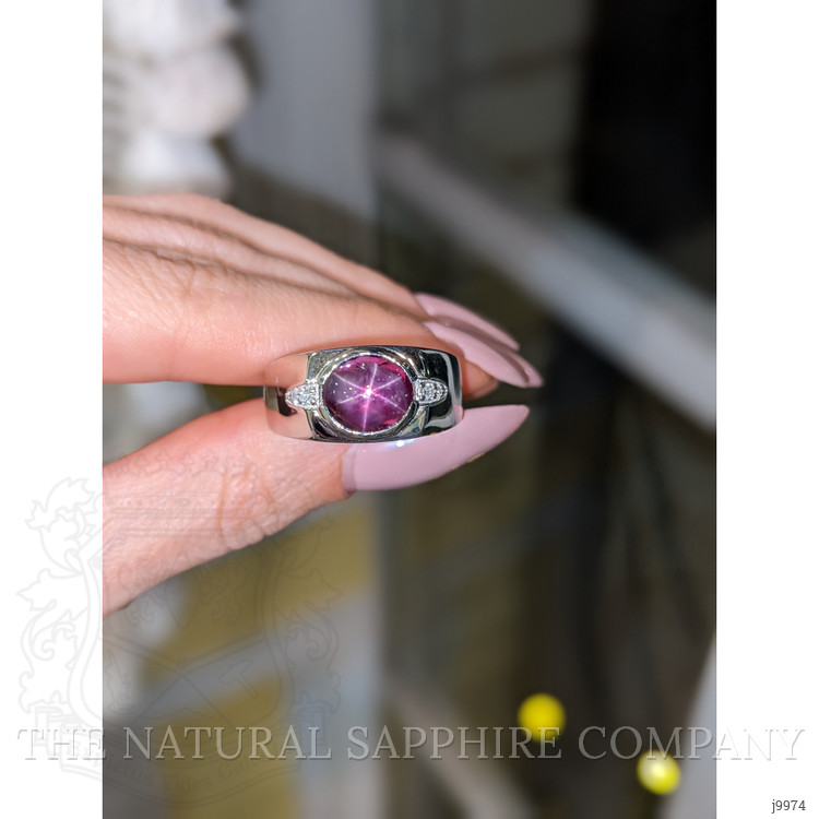 3.57 Ct. Ruby Natural Diamond Men's Ring, Platinum 950