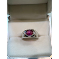 3.57 Ct. Ruby Natural Diamond Men's Ring, Platinum 950 Life Style