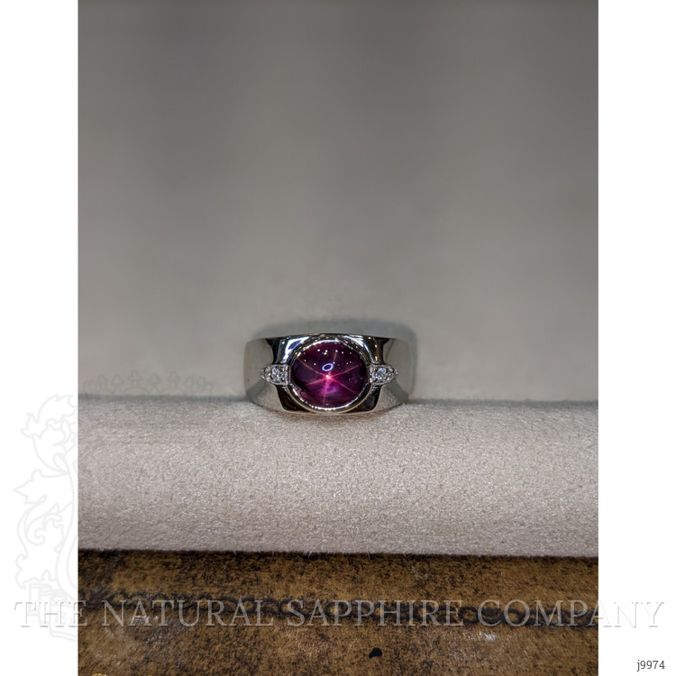 3.57 Ct. Ruby Natural Diamond Men's Ring, Platinum 950