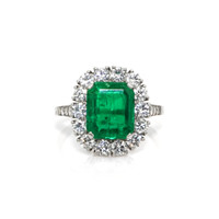 3.10 Ct. Emerald Natural Diamond Pave Ring, Platinum 950 Video