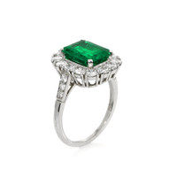 3.10 Ct. Emerald Natural Diamond Pave Ring, Platinum 950 Image