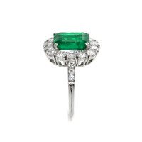 3.10 Ct. Emerald Natural Diamond Pave Ring, Platinum 950 Image