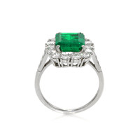 3.10 Ct. Emerald Natural Diamond Pave Ring, Platinum 950 Image