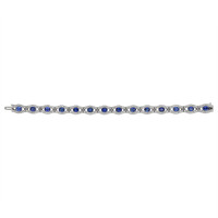 7.71 Ct.Tw. Blue Sapphire and Natural Diamond Pave Bracelet, 14K White Gold Image