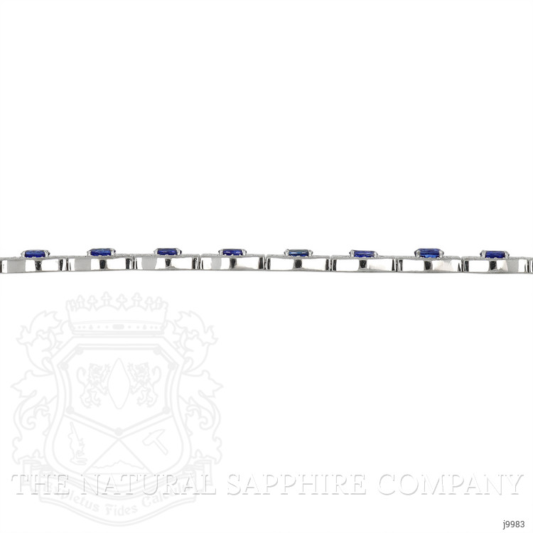7.71 Ct.Tw. Blue Sapphire and Natural Diamond Pave Bracelet, 14K White Gold