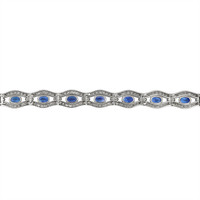 7.71 Ct.Tw. Blue Sapphire and Natural Diamond Pave Bracelet, 14K White Gold Image