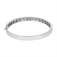 3.85 Ct.Tw. Blue Sapphire and Natural Diamond Pave Bracelet, 18K White Gold Image